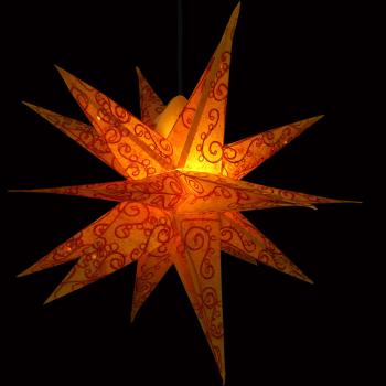 3 D Super Zari Batik - Foldable glowing star, paper poinsettia with 18 points, 60 cm